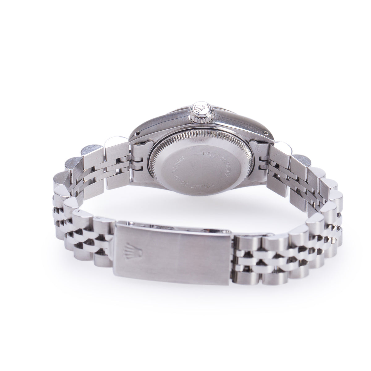 Rolex Stainless Steel Lady-Datejust 26 MM Automatic Watch Black Diamond Dial 69174 w/ Box & Papers