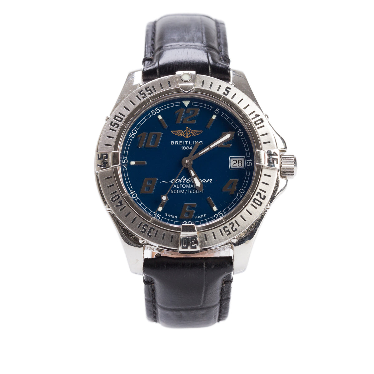 Breitling Stainless Steel Colt 38 MM Automatic Watch Blue Dial A17350
