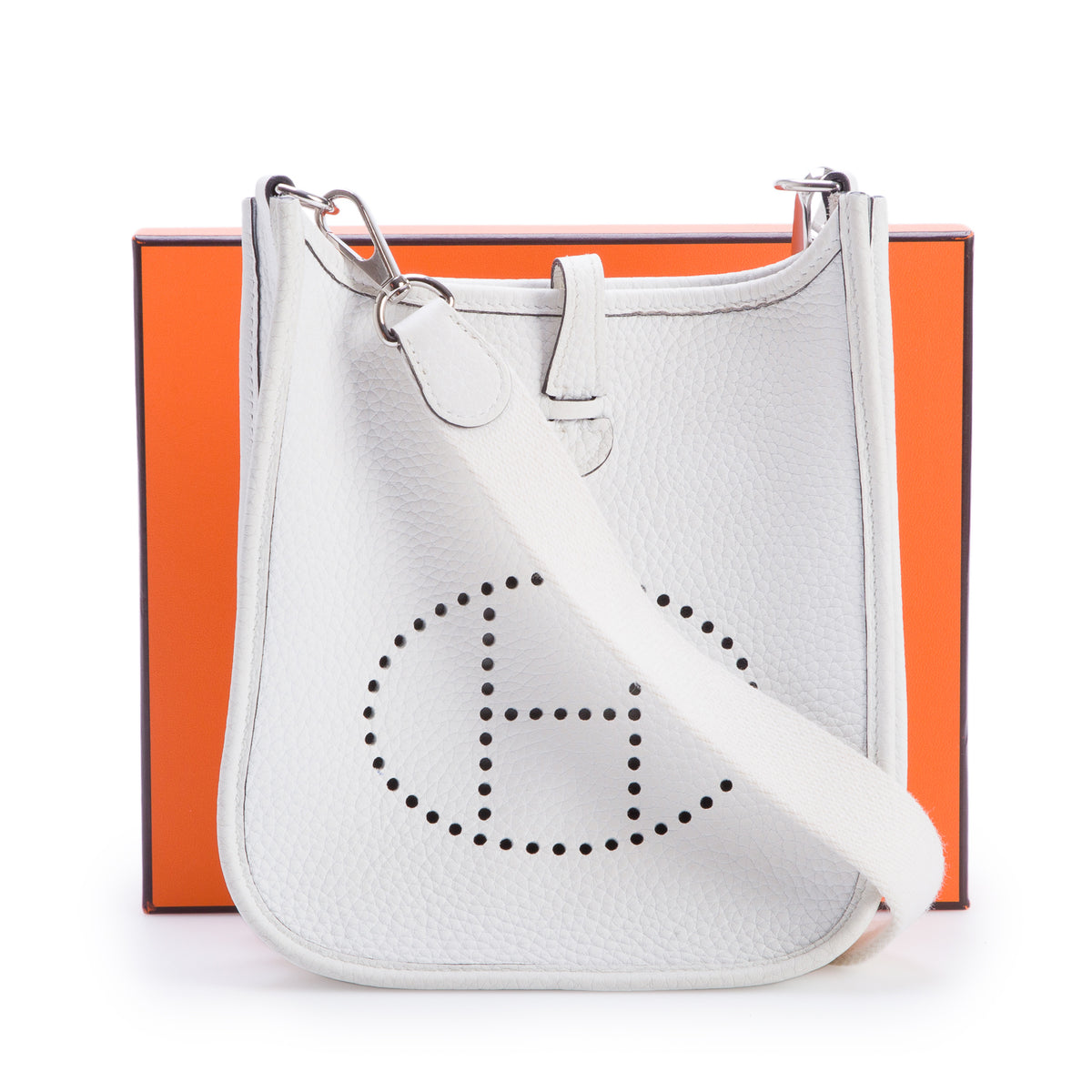 Hermes 2025 Blanc Taurillon Clemence Amazone Evelyne TPM 16 w/ Box