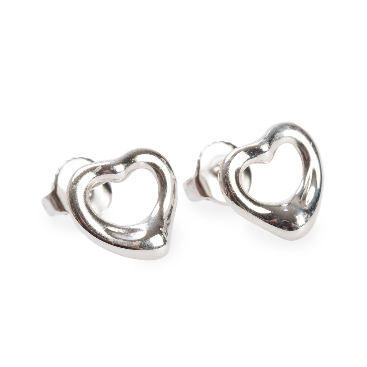 Tiffany & Co. Elsa Peretti Sterling Silver Open Heart Earrings, 11 MM