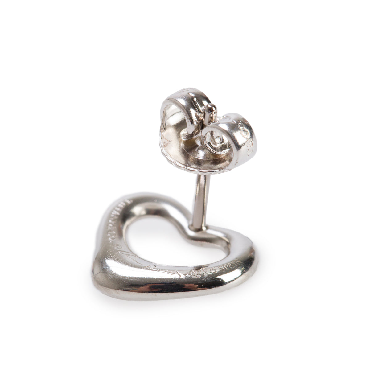 Tiffany & Co. Elsa Peretti Sterling Silver Open Heart Earrings, 11 MM