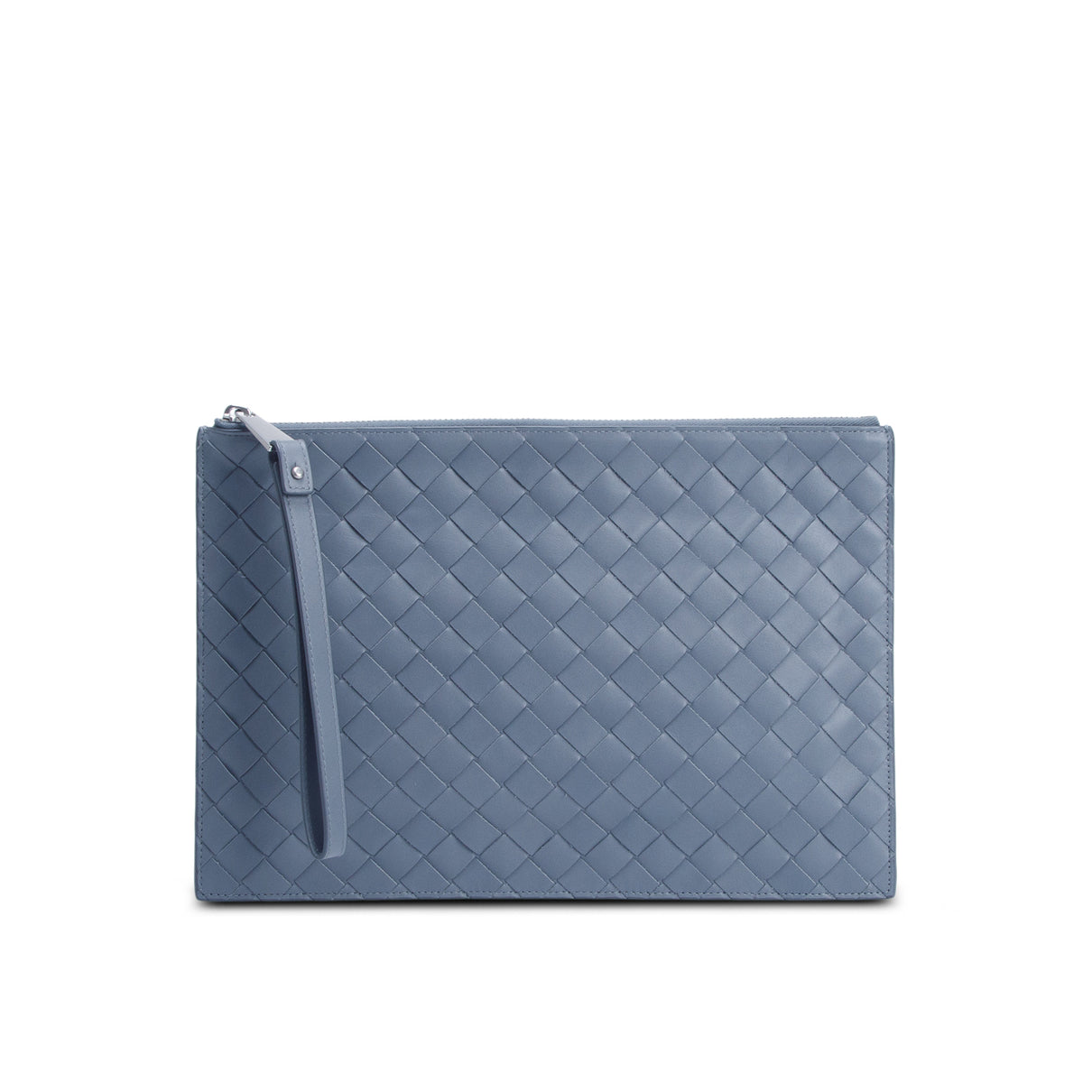 Bottega Veneta Grey Nappa Intrecciato Zip Pouch