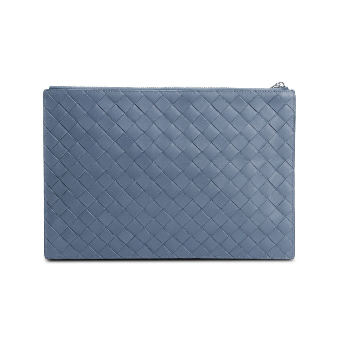 Bottega Veneta Grey Nappa Intrecciato Zip Pouch