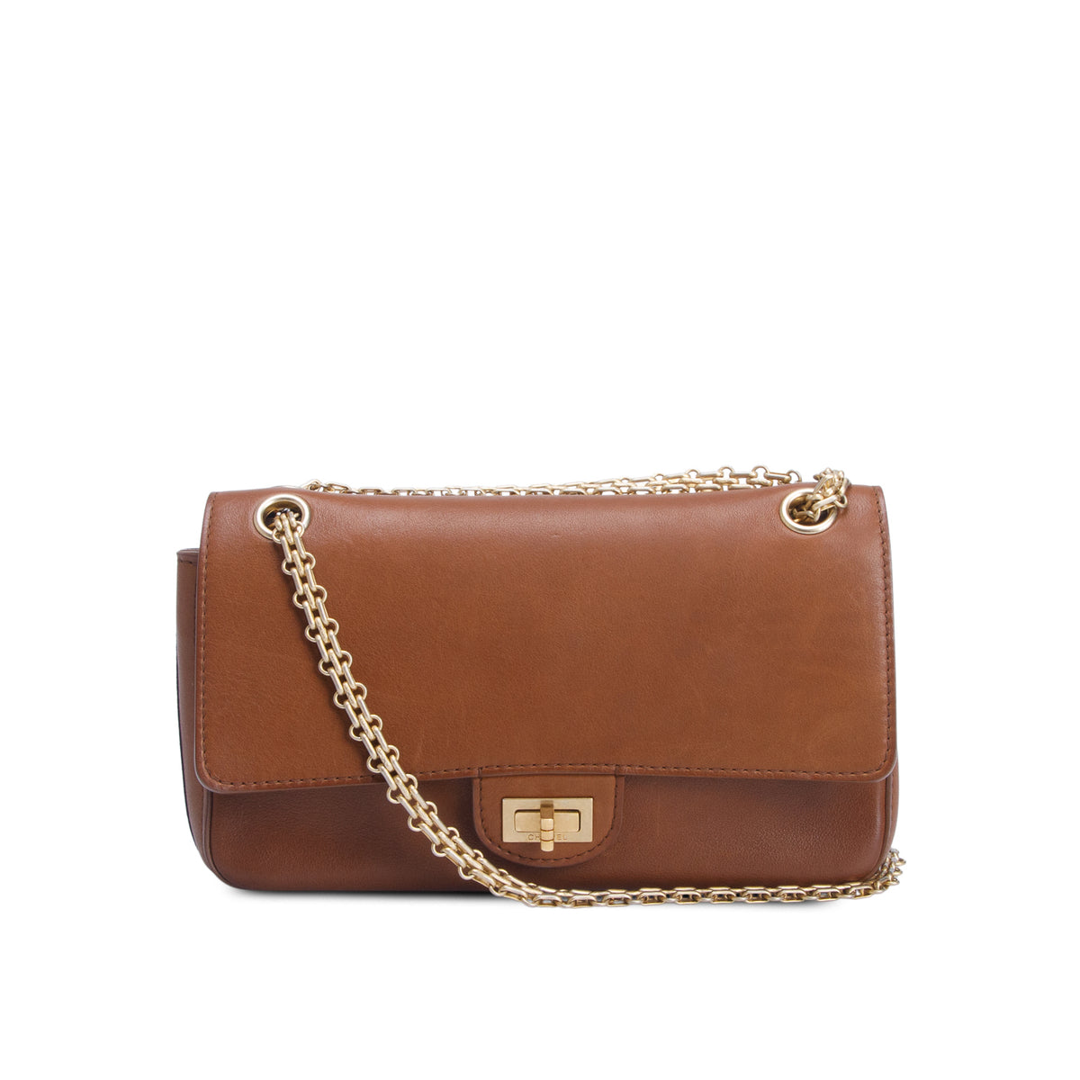 Chanel Brown Calfskin Medallion Reissue 2.55 Flap Bag 225 w/ Authenticity Card