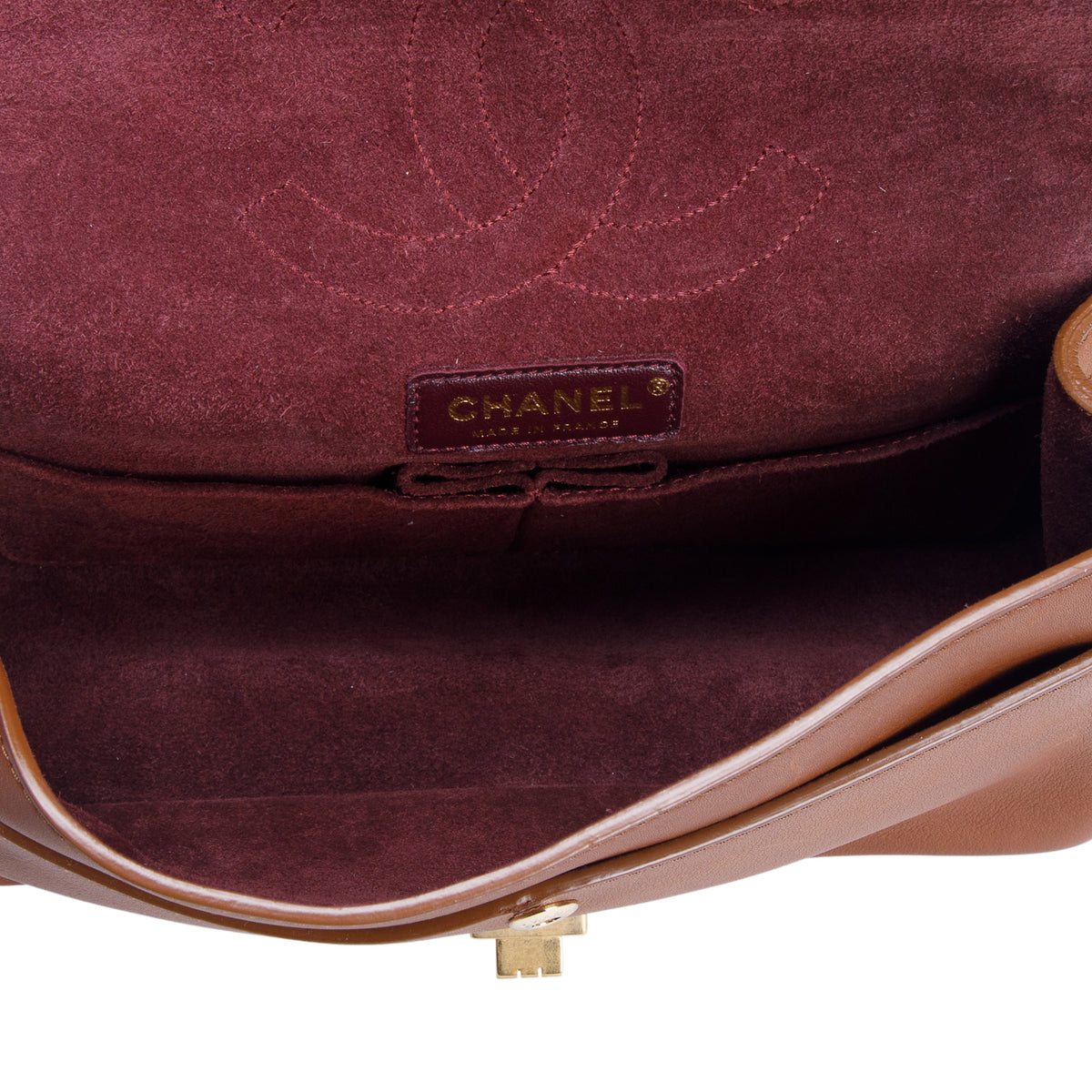 Chanel Brown Calfskin Medallion Reissue 2.55 Flap Bag 225 w/ Authenticity Card