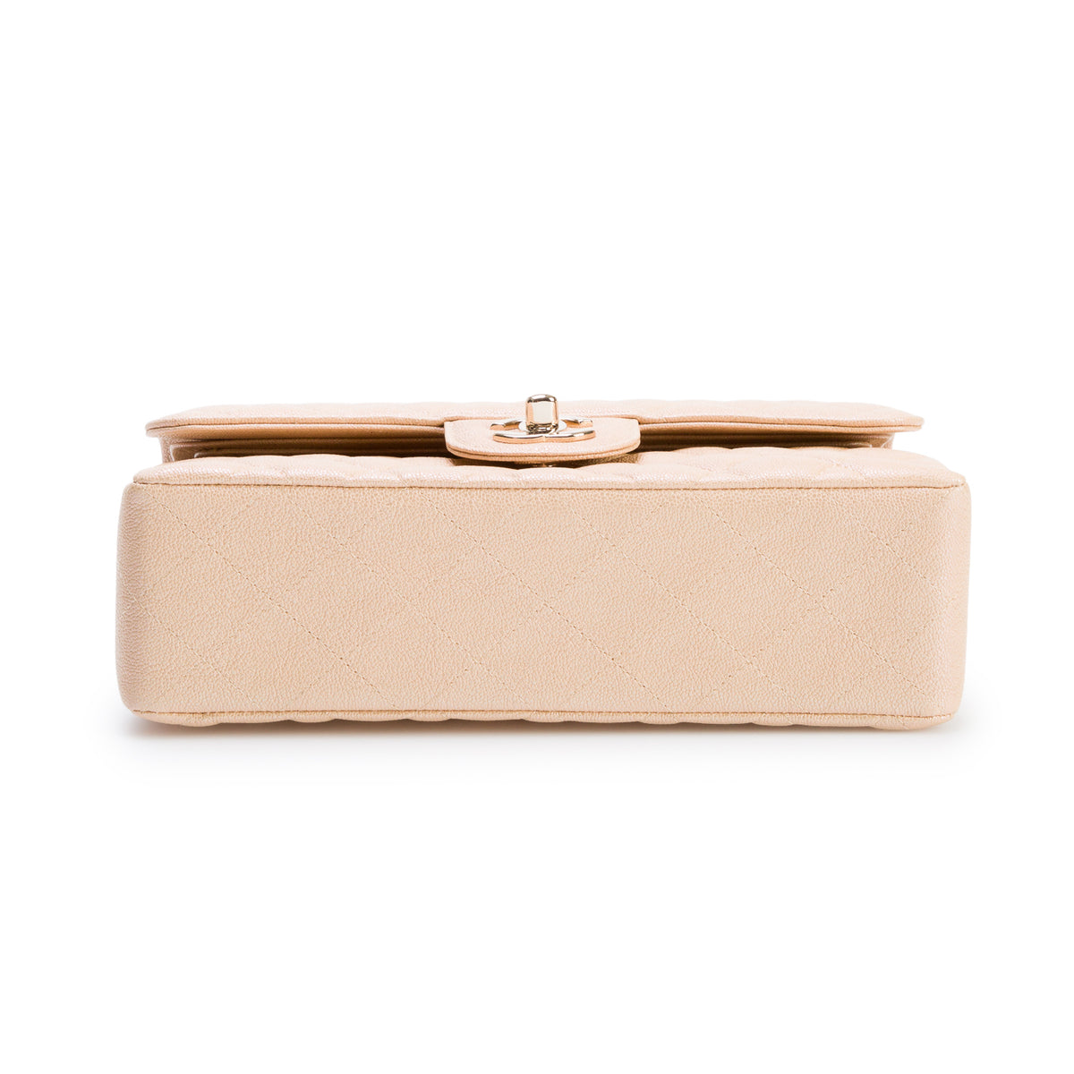 Chanel Iridescent Beige Quilted Caviar Small Double Flap w/ Box