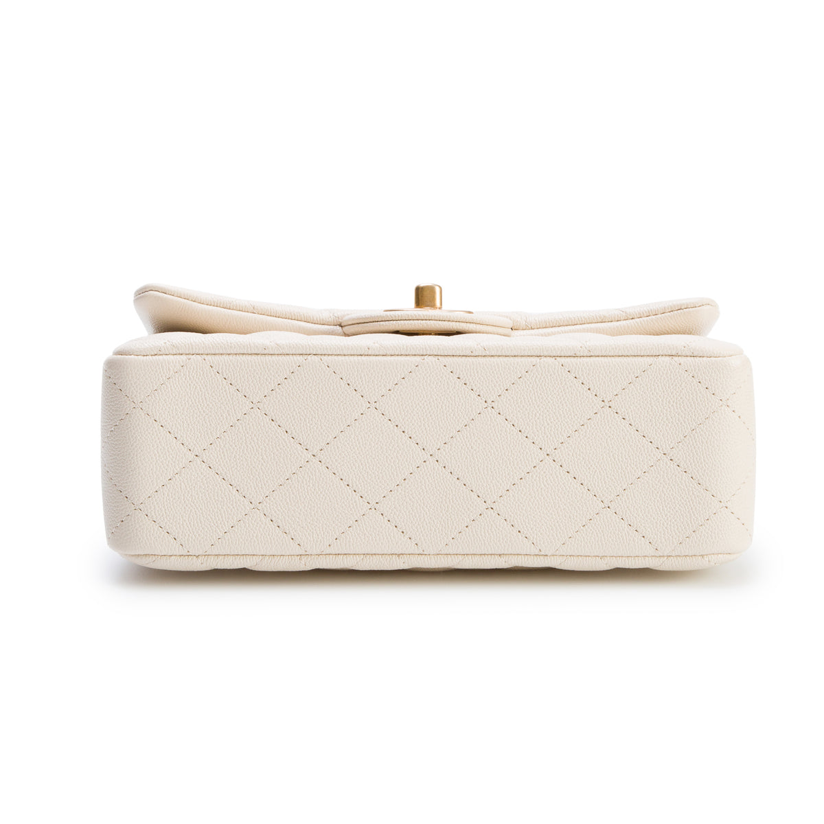 Chanel 2021 Beige Caviar Quilted Mini Top Handle Rectangular Flap w/ Box & Authenticity Card