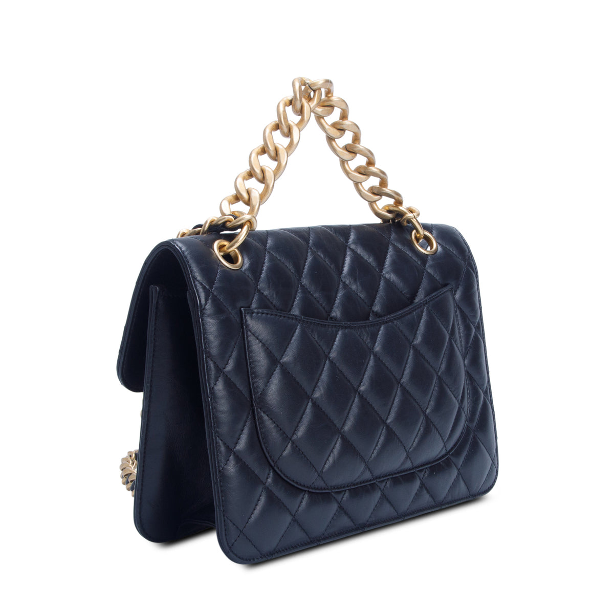 Chanel Black Calfskin Quilted Leather Large Double You CC Flap Bag