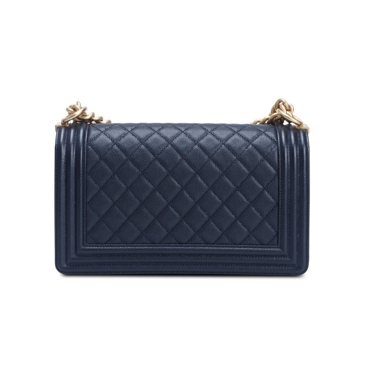 Chanel Black Quilted Caviar Medium Boy Flap Bag w/ Box & Authenticity Card