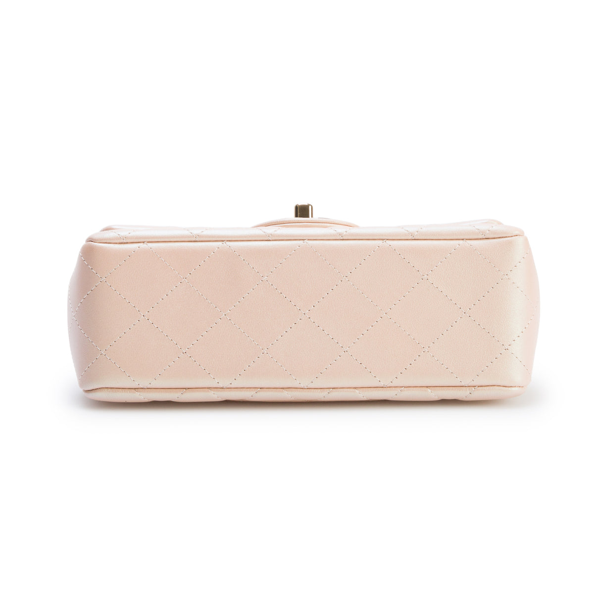 Chanel 2021 Iridescent Beige Lambskin Quilted Mini Rectangular Flap Bag w/ Box & Authenticity Card