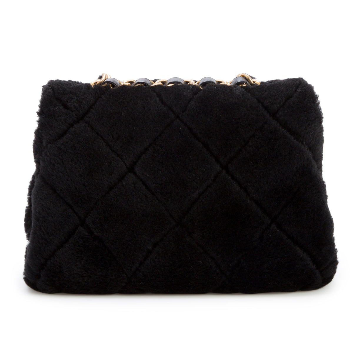 Chanel 2022 Black Shearling Quilted Furry Coco Flap w/ Box & Receipt