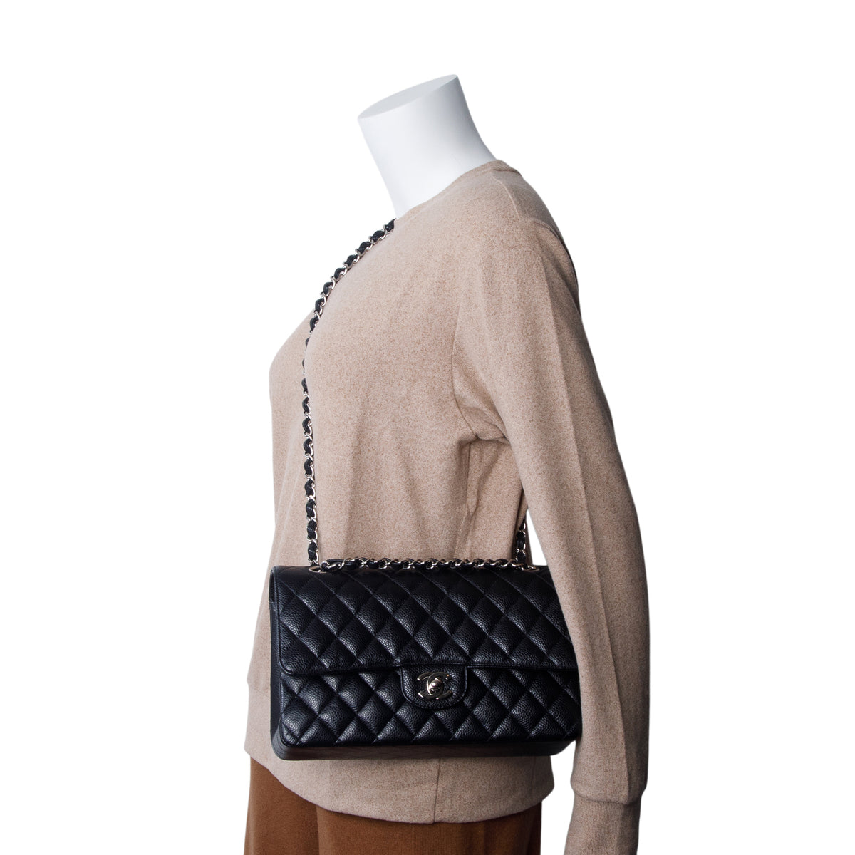 Chanel Black Caviar Quilted Medium Double Flap Bag w/ Box & Authenticity Card