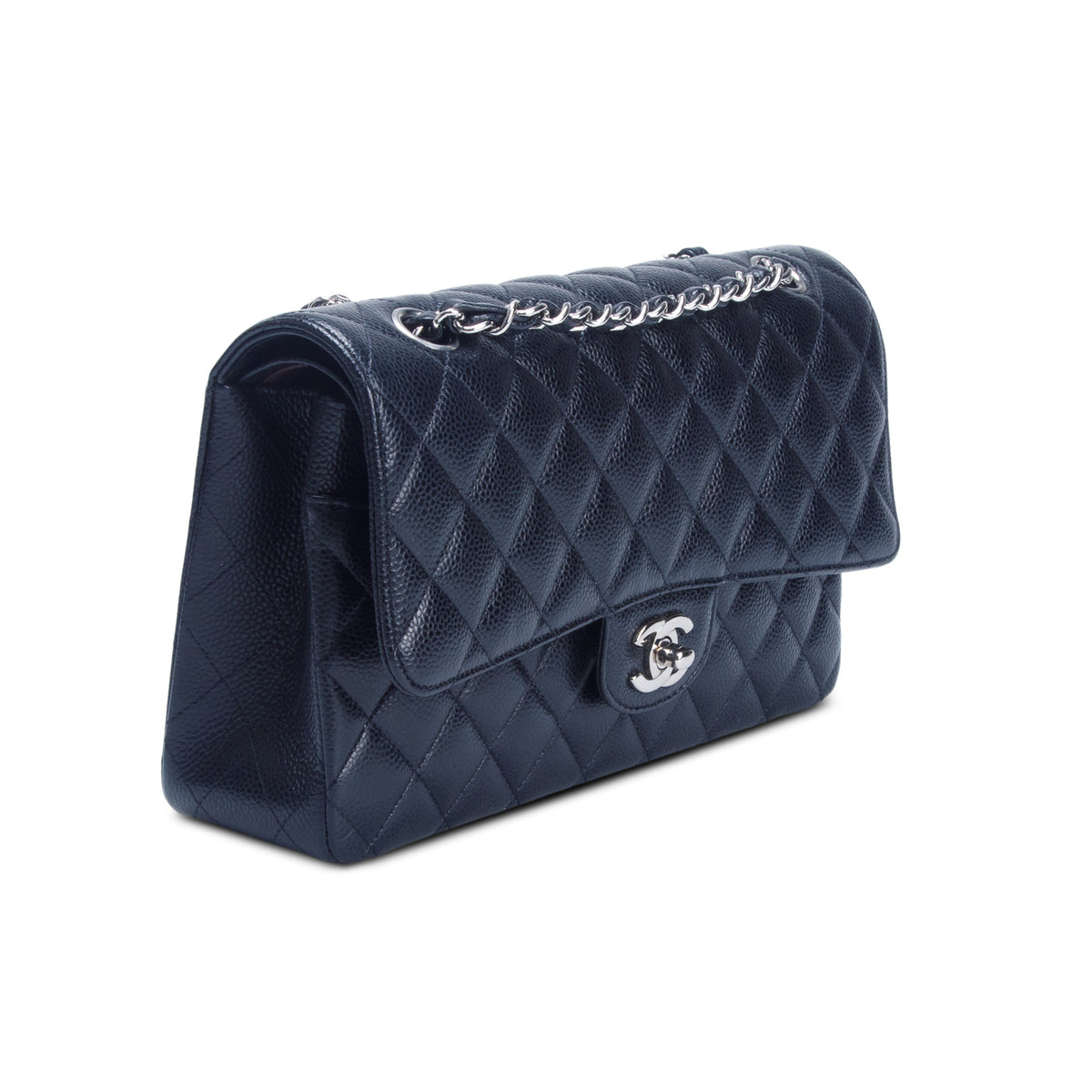 Chanel Black Caviar Quilted Medium Double Flap Bag w/ Box & Authenticity Card