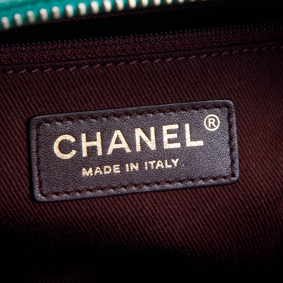 Chanel Green Shiny Calfskin Goatskin Small Coco Curve Vanity Bag w/ Box