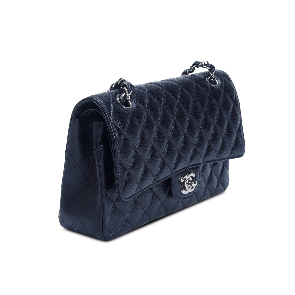 Chanel Black Caviar Quilted Medium Double Flap Bag
