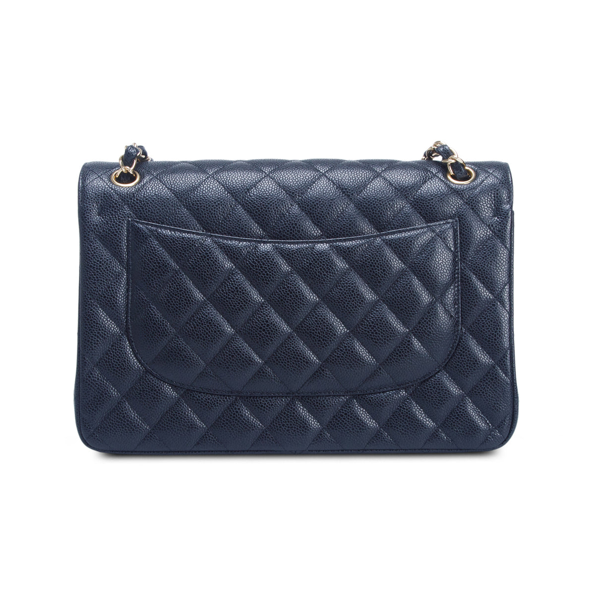 Chanel Black Caviar Quilted Leather Classic Jumbo Double Flap Bag w/ Authenticity Card