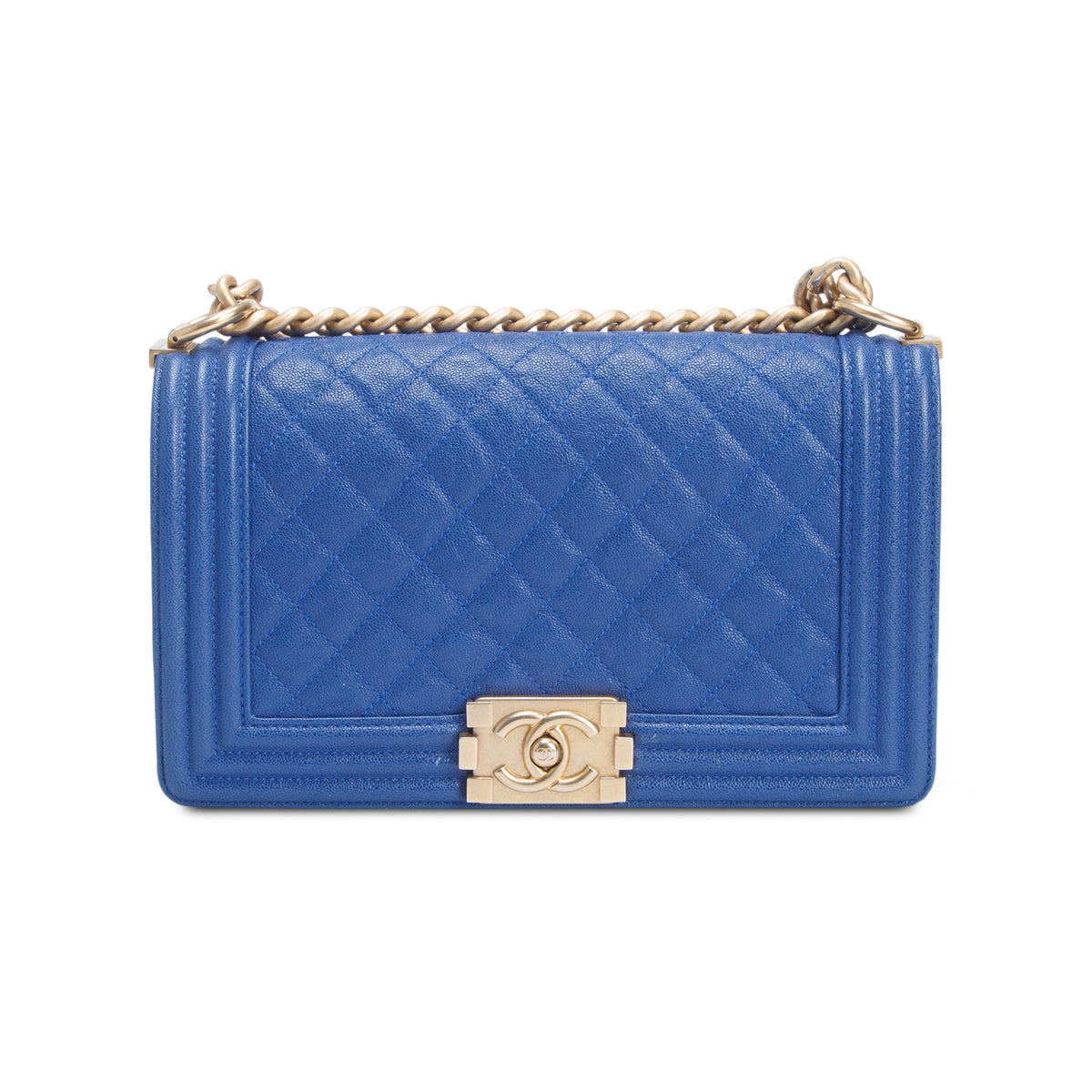 Chanel Blue Quilted Caviar Medium Boy Flap Bag