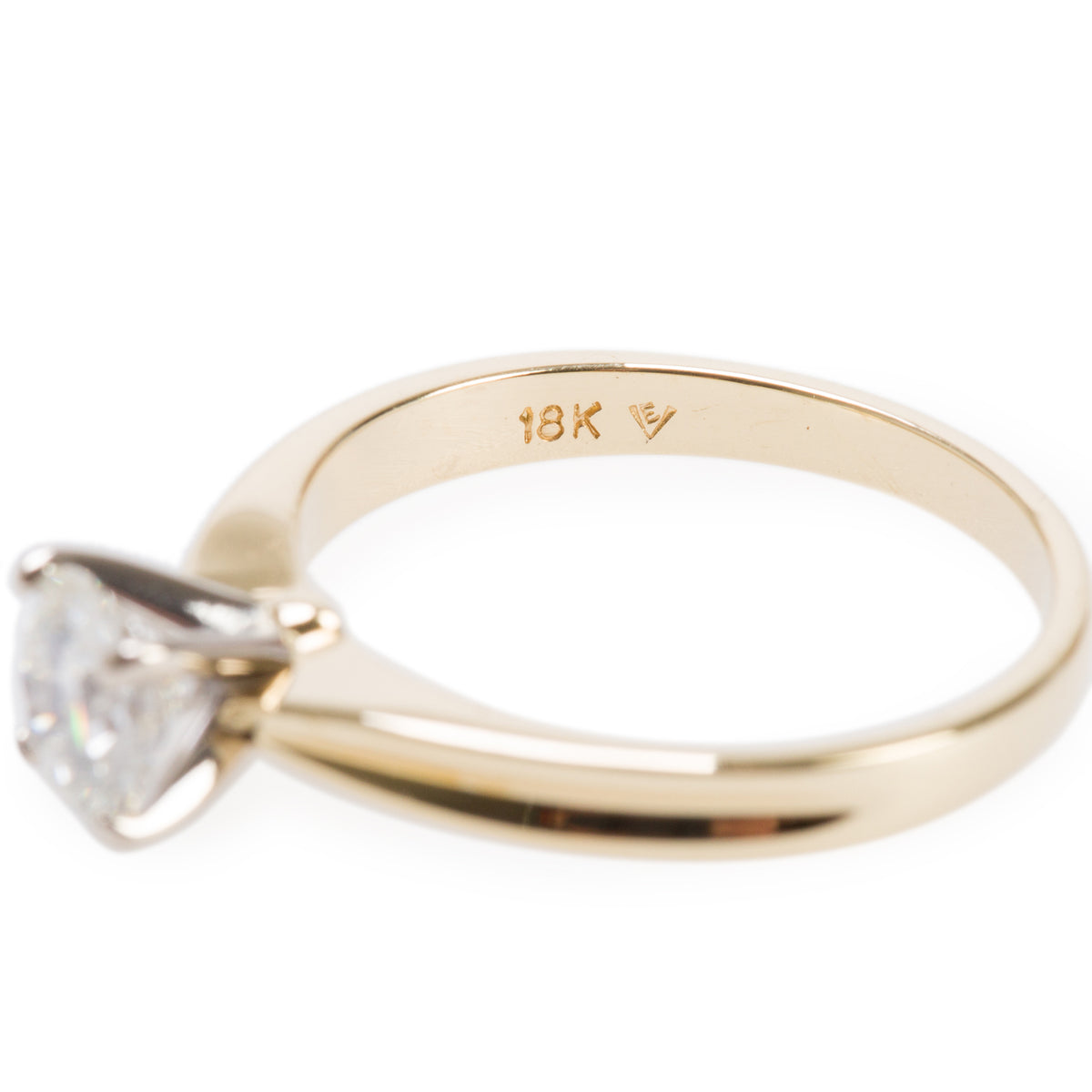 18k Yellow & White Gold 0.74 ct. Round Cut Diamond Solitaire Engagement Ring, Size 6