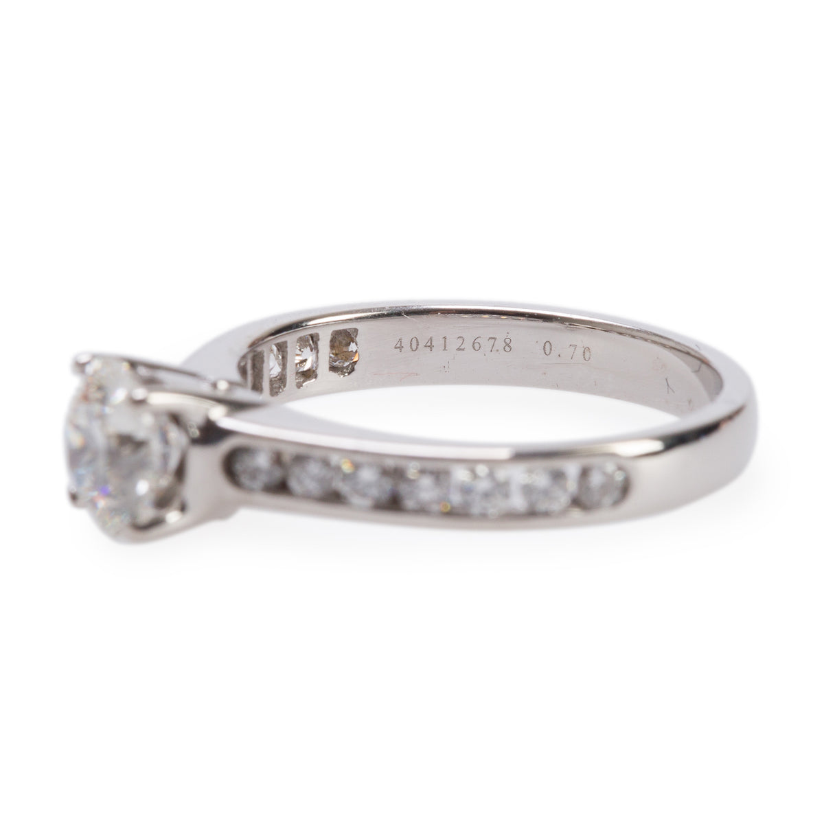Birks 18k White Gold 0.70 ct. Round Brilliant Cut Diamond Engagement Ring, Size 4.5 w/ Box