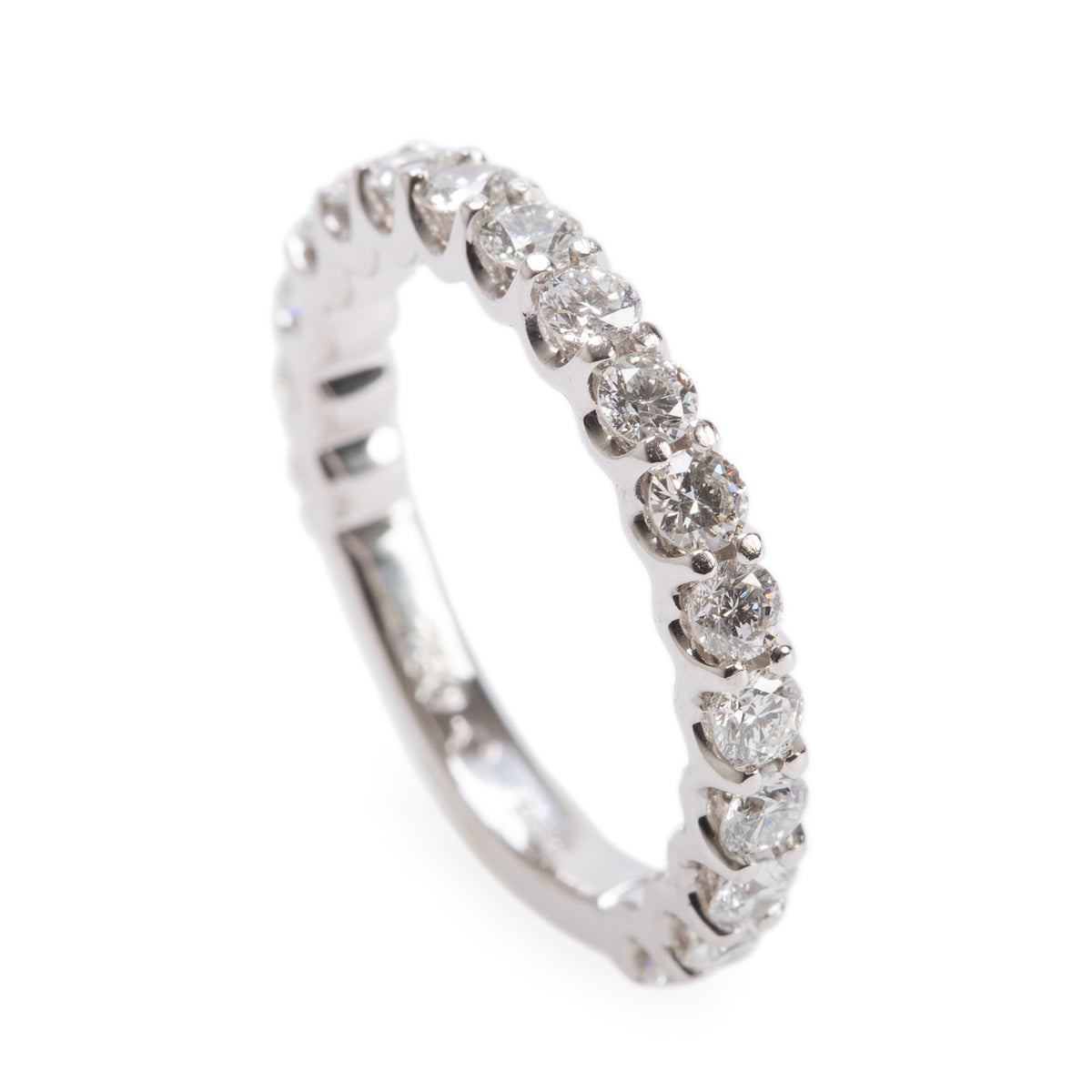18k White Gold 0.94 tcw. Diamond Half-Eternity Band Ring, Size 5.25