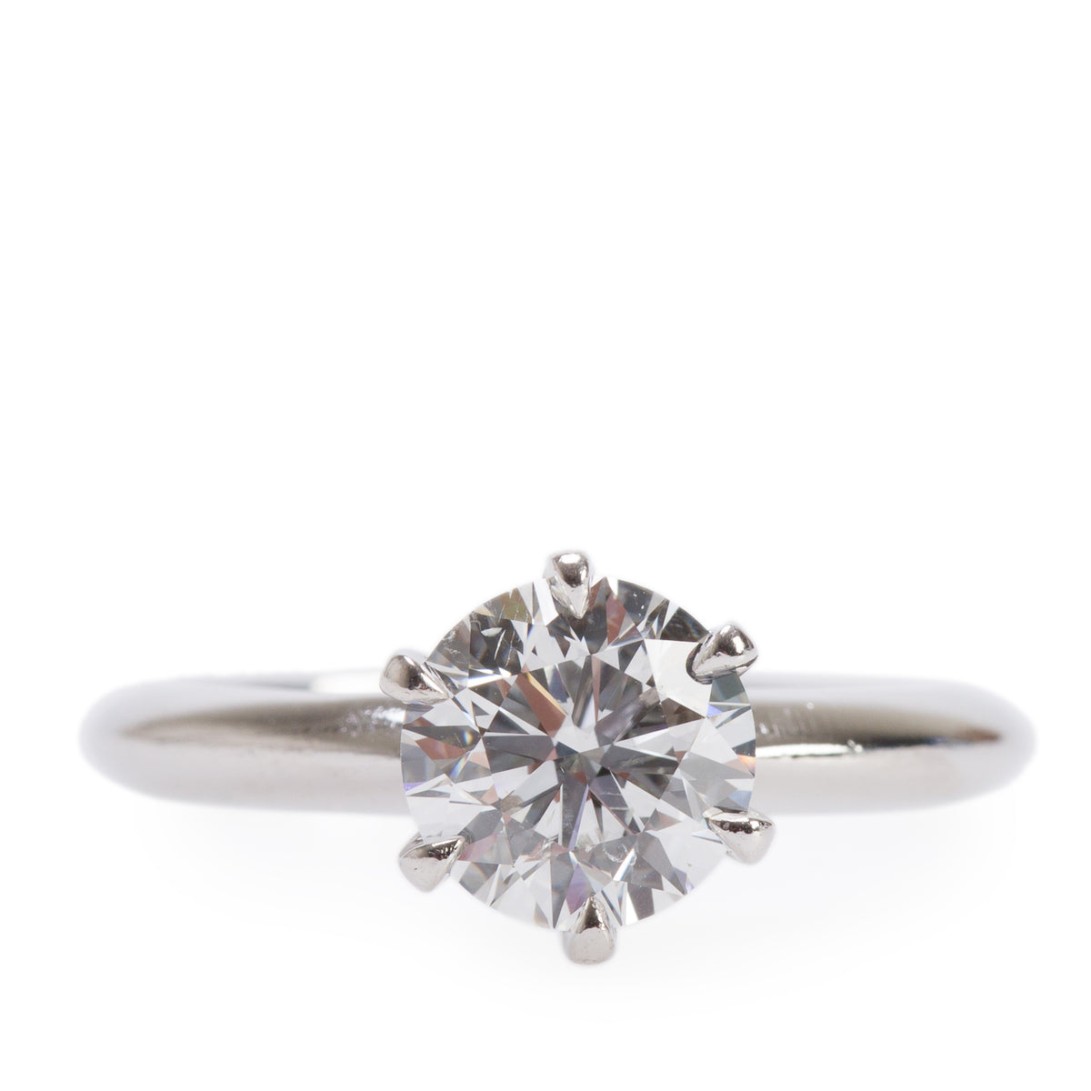 Platinum 1.53 ct. Round Cut Solitaire Diamond Ring, Size 6.5 w/ Certificate