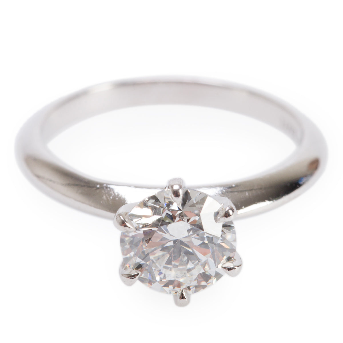 Platinum 1.53 ct. Round Cut Solitaire Diamond Ring, Size 6.5 w/ Certificate