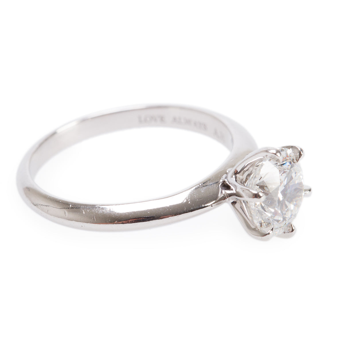 Platinum 1.53 ct. Round Cut Solitaire Diamond Ring, Size 6.5 w/ Certificate