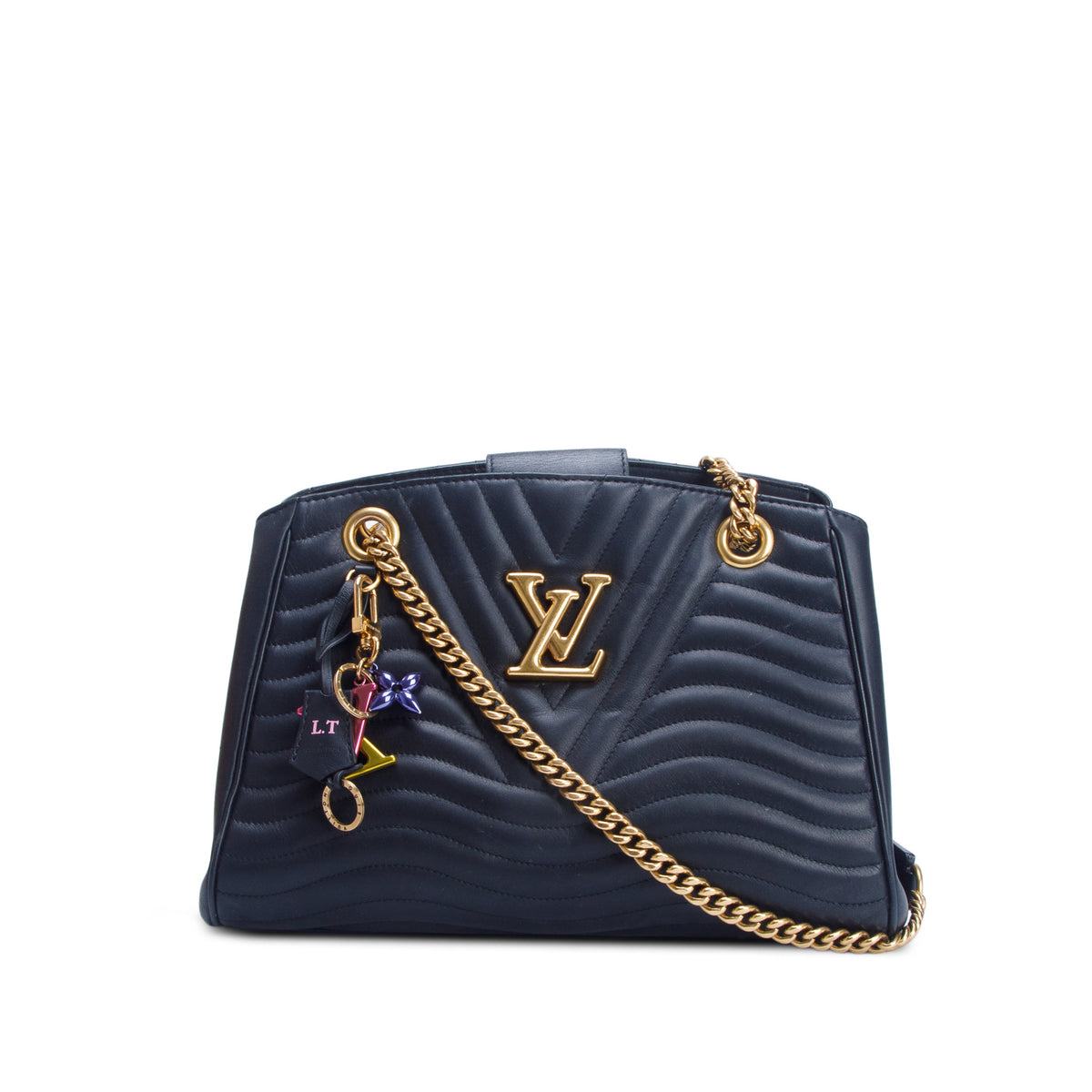 Louis Vuitton Black Calfskin Quilted New Wave Chain Tote w/ Box