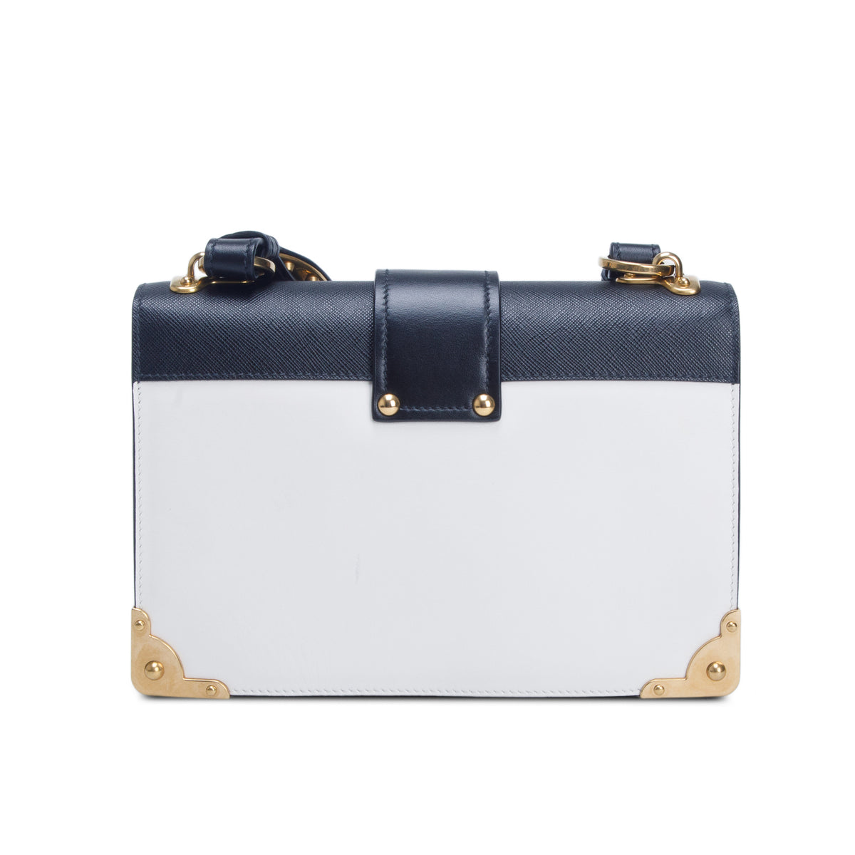 Prada White/Black City Calf Saffiano Cahier Bag w/ Box & Authenticity Card