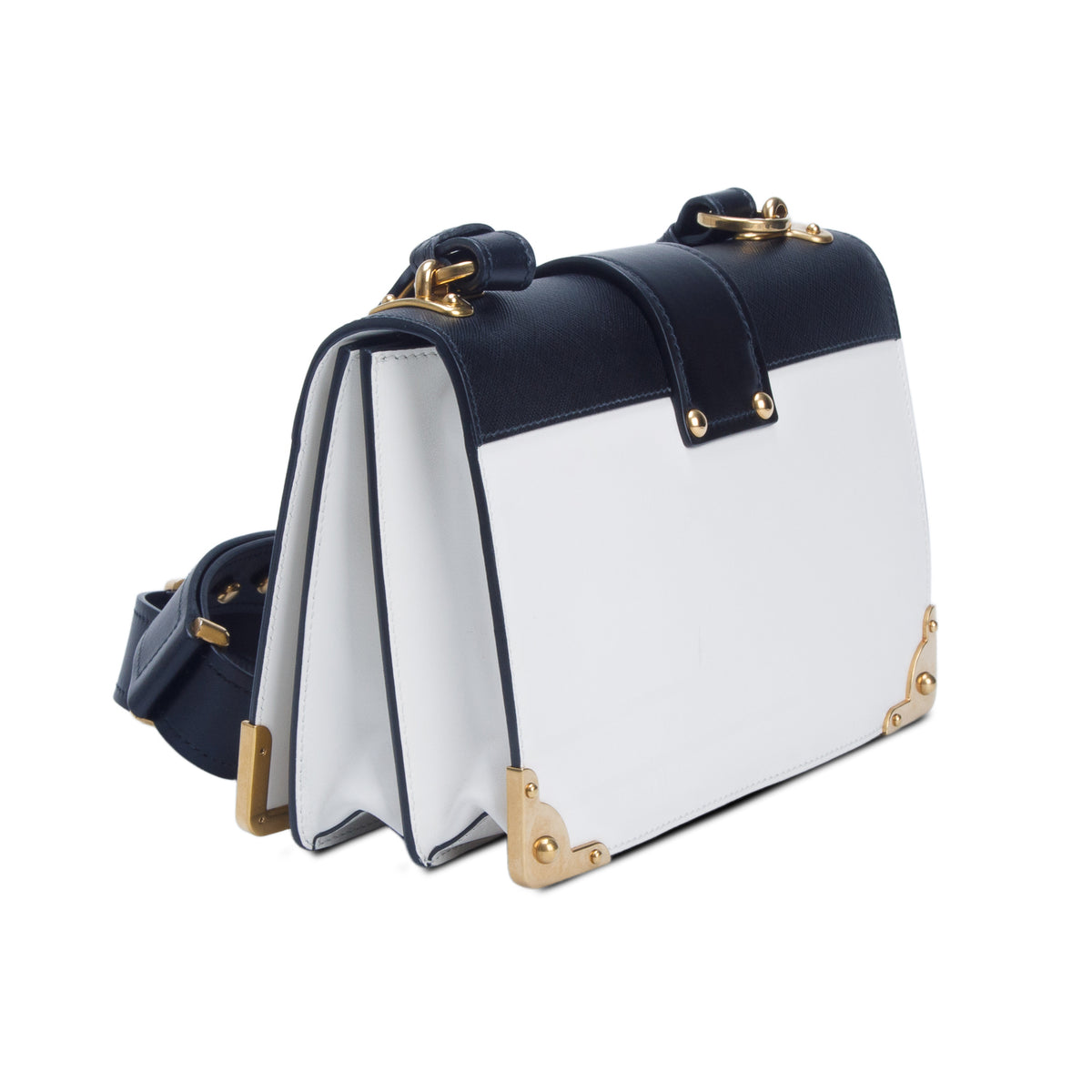 Prada White/Black City Calf Saffiano Cahier Bag w/ Box & Authenticity Card