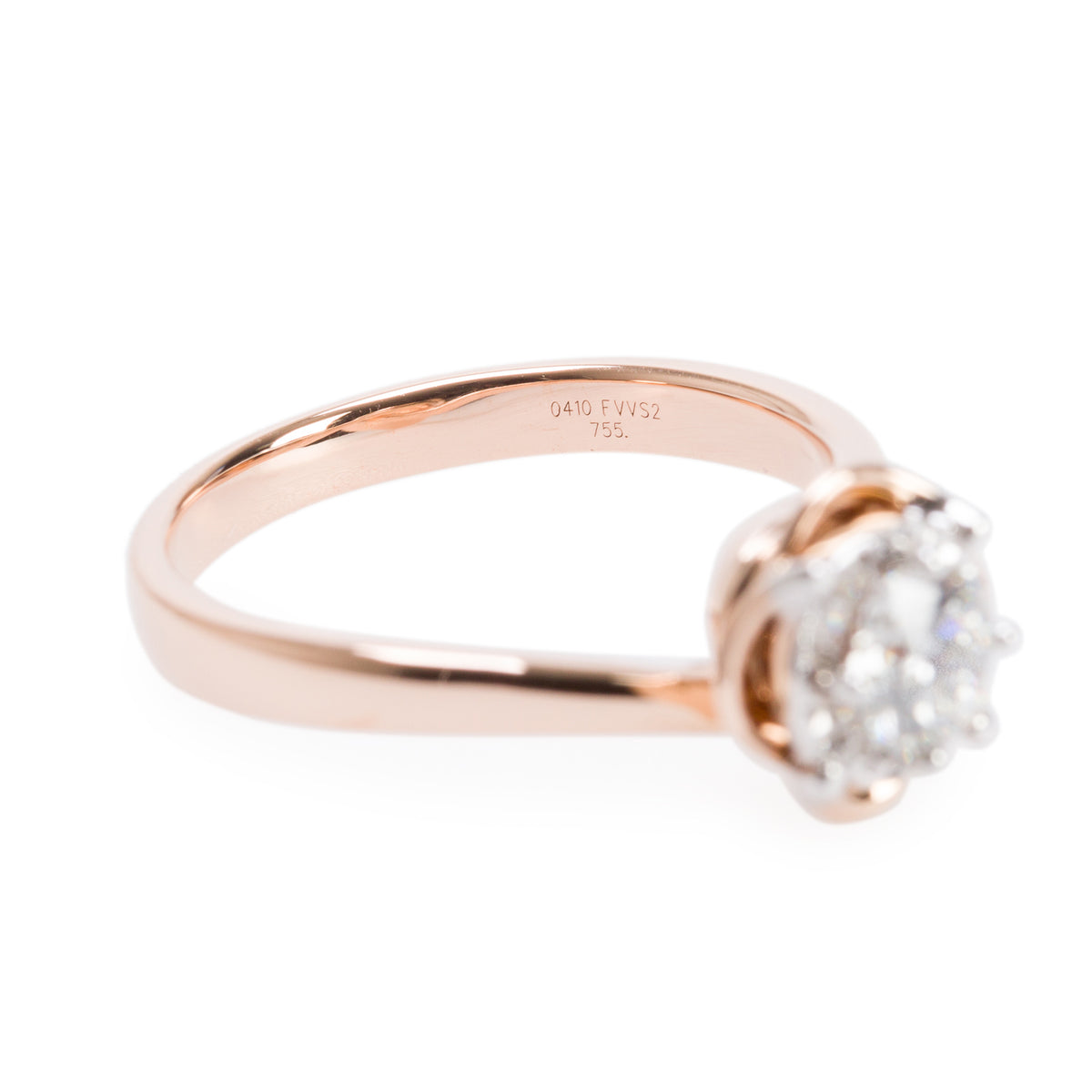 14k Rose Gold 0.41 ct. Round Cut Diamond Engagement Ring, Size 5.5 w/ GIA Certificate