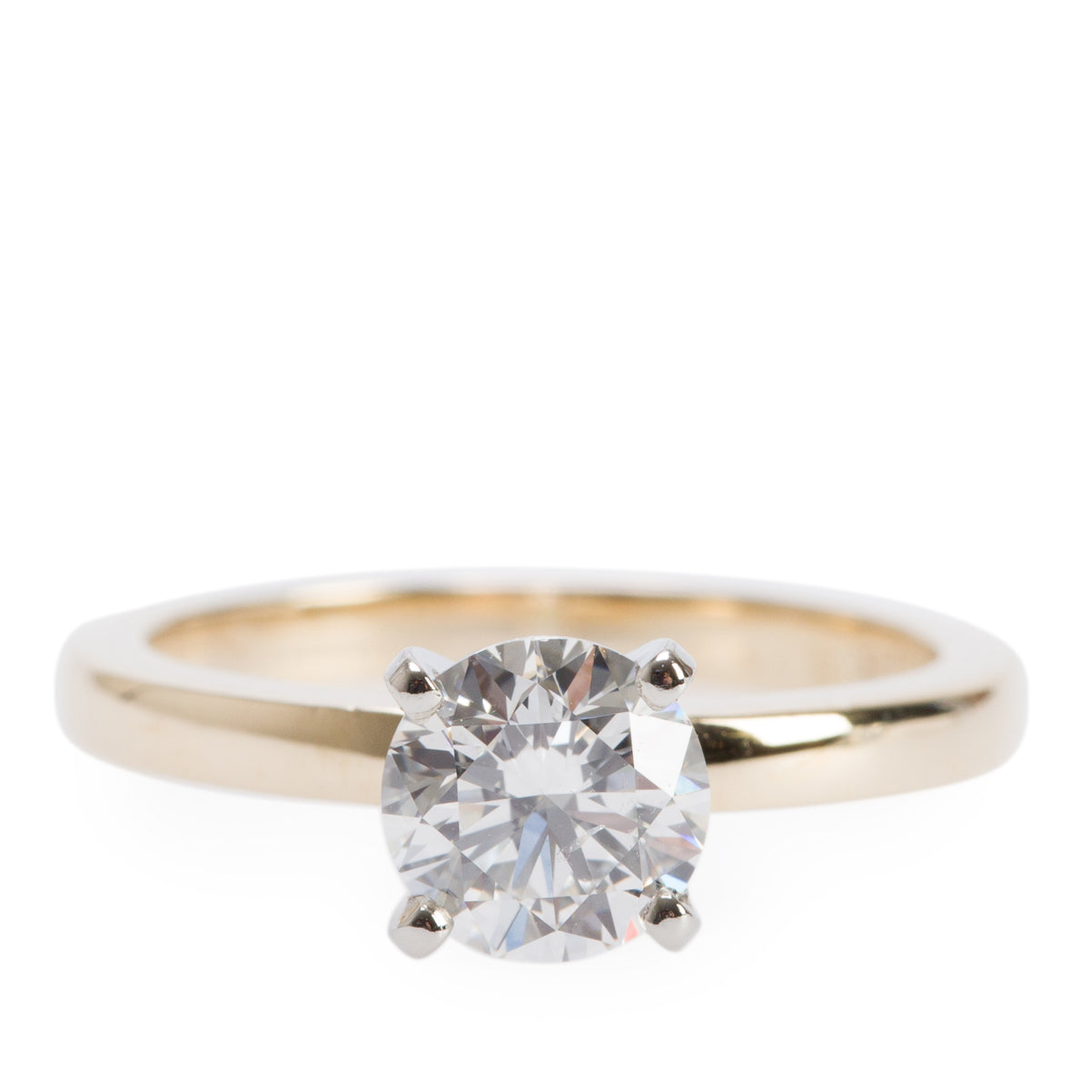 14k Yellow & White Gold 0.90 ct. Round Cut Diamond Solitaire Engagement Ring, Size 4.5 w/ GIA Certificate
