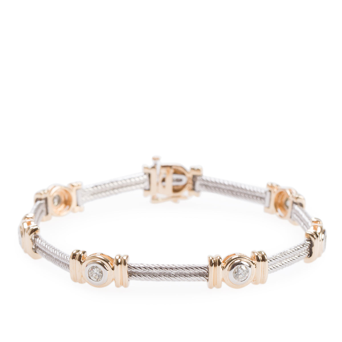 14k White & Yellow Gold 1,05 tcw. Diamond Station Bracelet