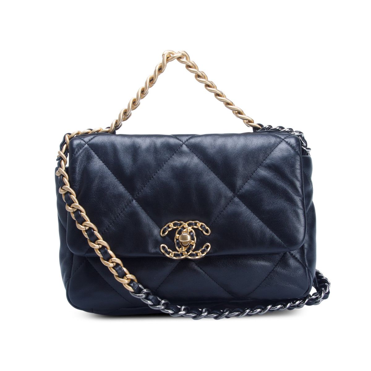Chanel 2020 Black Quilted Lambskin Medium 19 Flap w/ Authenticity Card