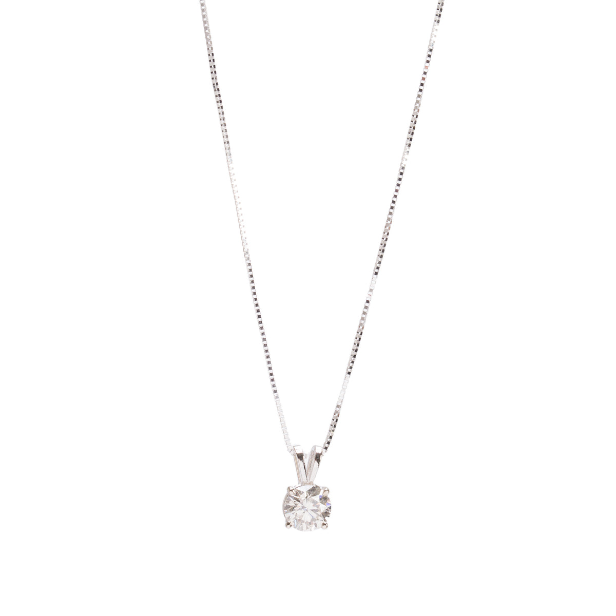 14k White Gold 1.09 ct. Diamond Solitaire Pendant Necklace