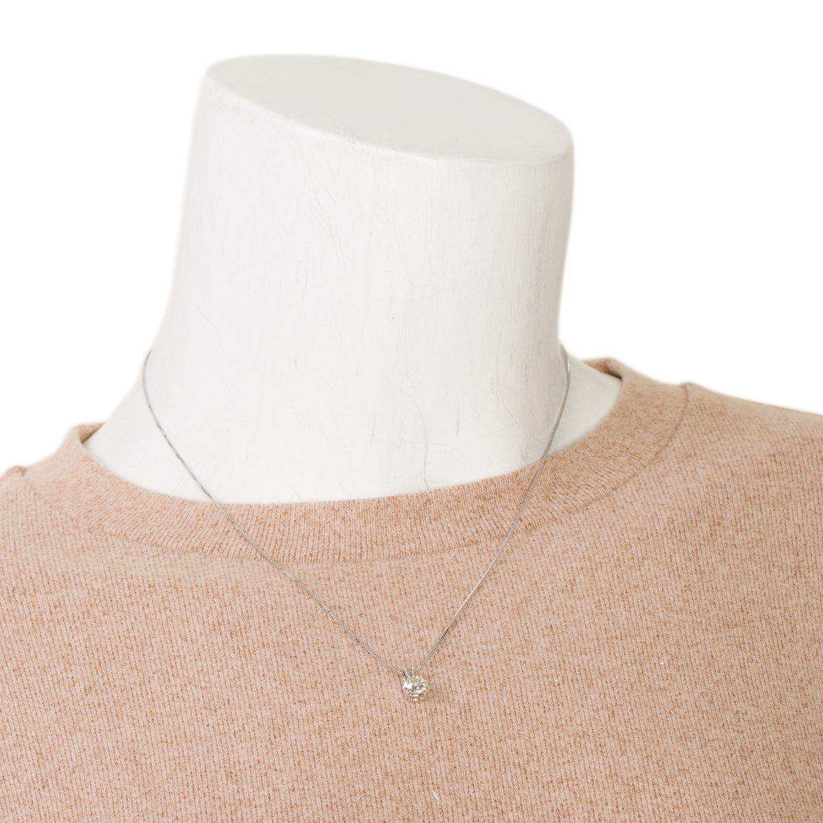 14k White Gold 1.09 ct. Diamond Solitaire Pendant Necklace