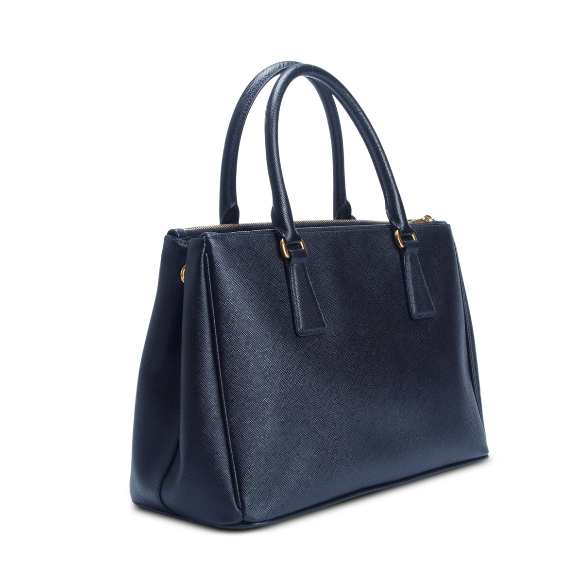Prada Black Saffiano Lux Leather Small Double Zip Galleria Tote w/ Authenticity Card & Strap