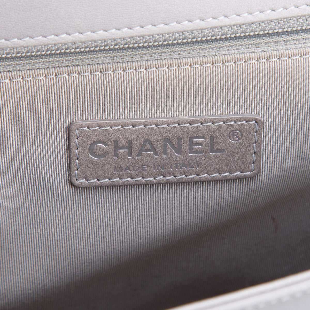 Chanel Grey Lambskin Quilted Leather Boy XL Bag w/ Authenticity Card