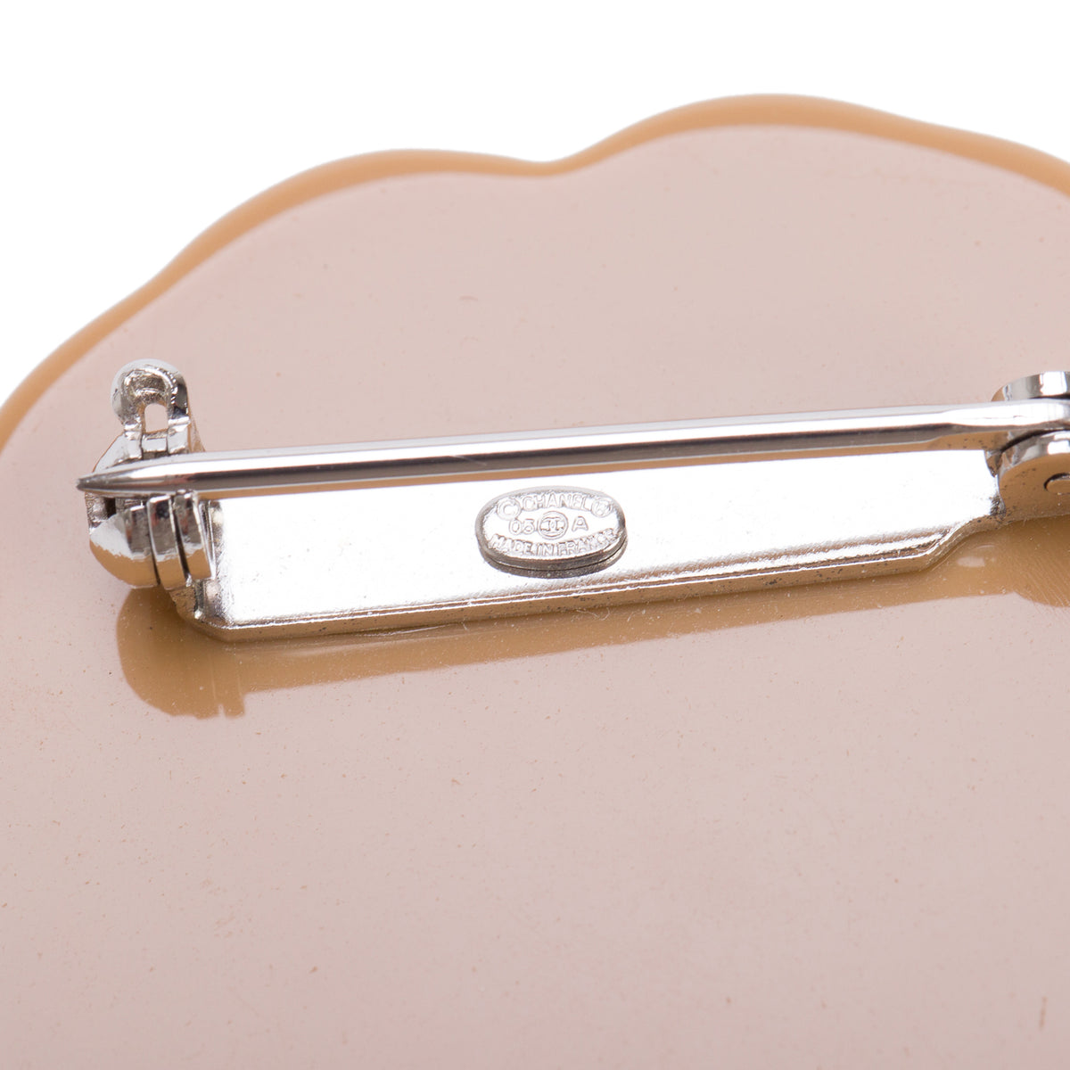 Chanel Brown Resin Camellia CC Pin Brooch