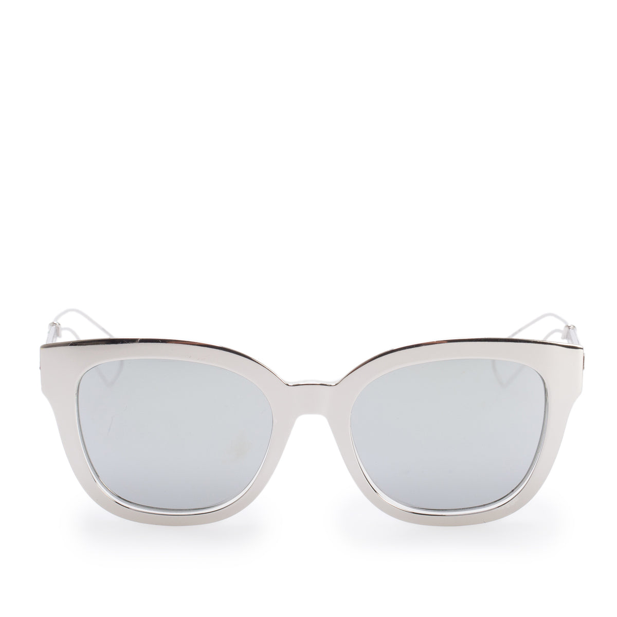 Christian Dior Silver-Tone Metal Diorama1 Cat-Eye Sunglasses w/ Case & Pouch