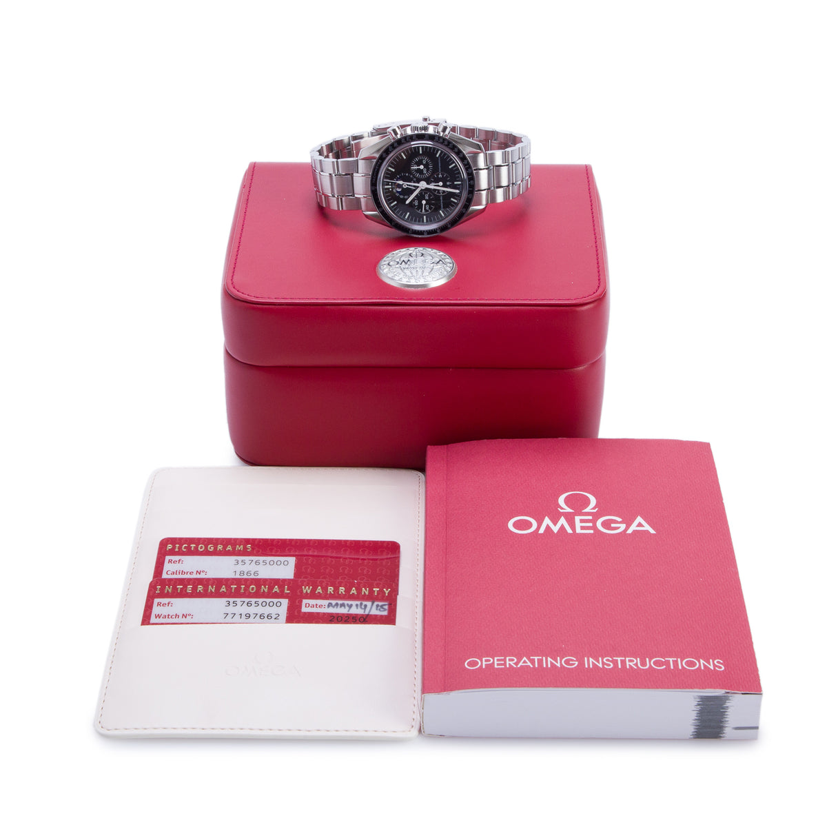 Omega Stainless Steel Speedmaster Professional Moonphase 42 MM Manual Watch Black Dial w/ Box & Papers