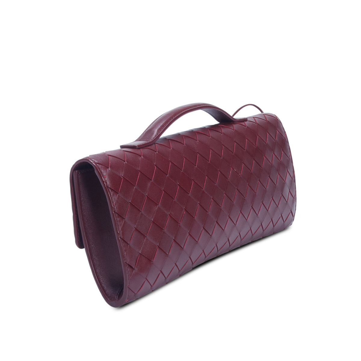 Bottega Veneta Red Nappa Intrecciato Long Andiamo Top Handle Clutch