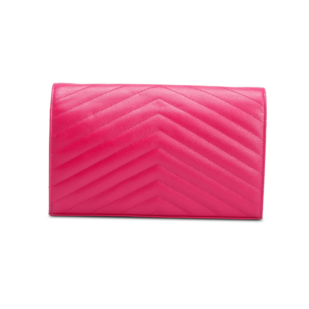 Saint Laurent Pink Grain De Poudre Chevron Cassandre Envelope Chain Wallet