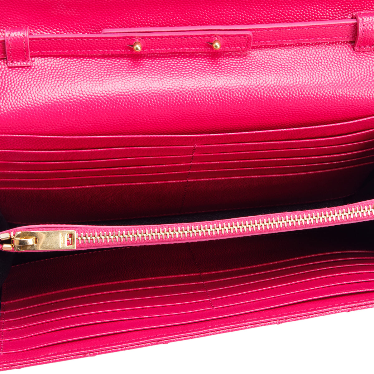 Saint Laurent Pink Grain De Poudre Chevron Cassandre Envelope Chain Wallet