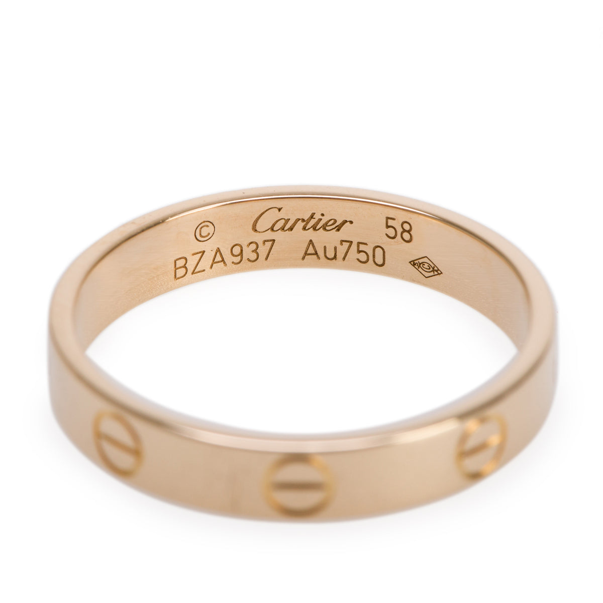Cartier 18k Yellow Gold 3.6 mm Love Wedding Band Ring, Small Model Size 58 8.25 w/ Box & Receipt