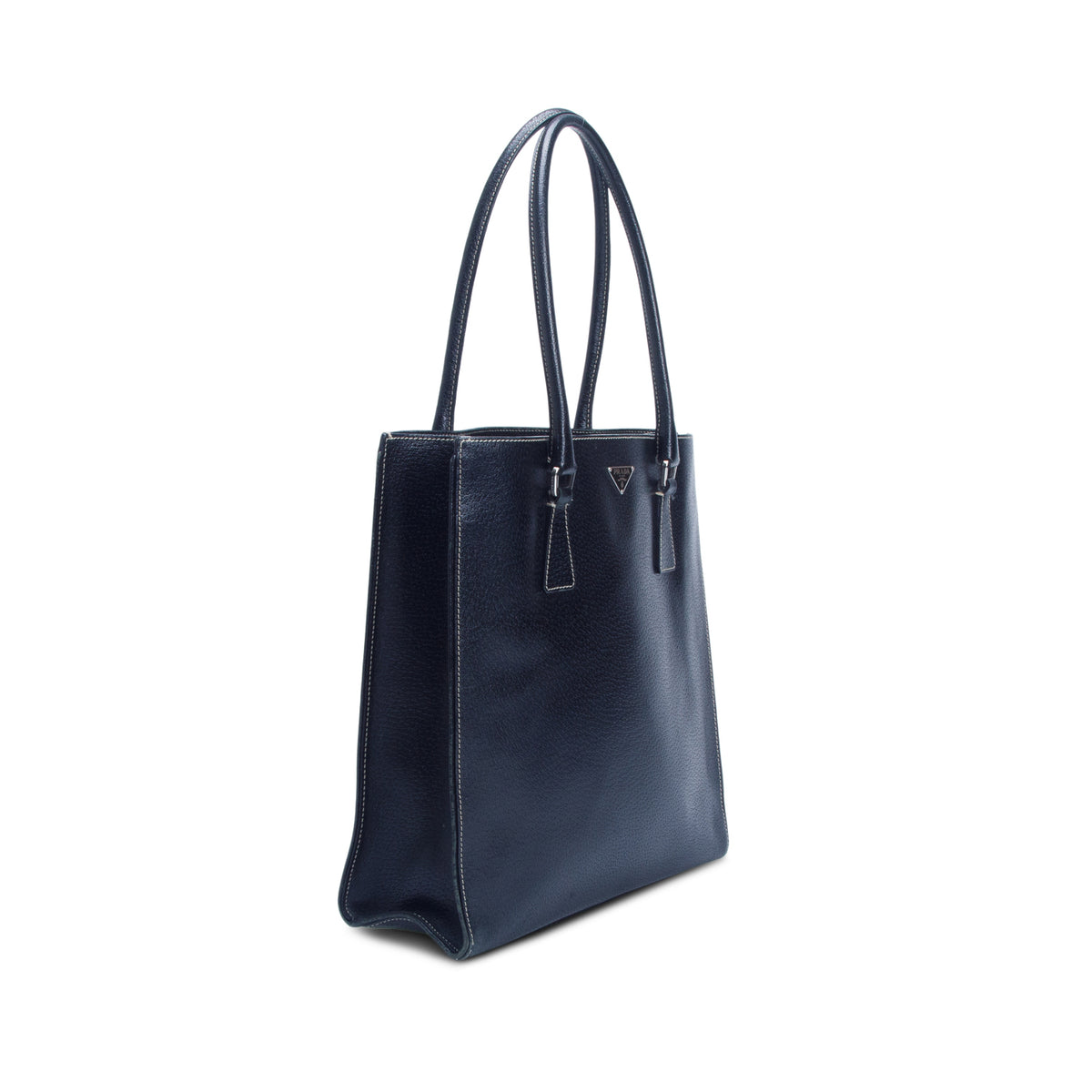 Prada Black Cinghiale Leather Triangle Tote