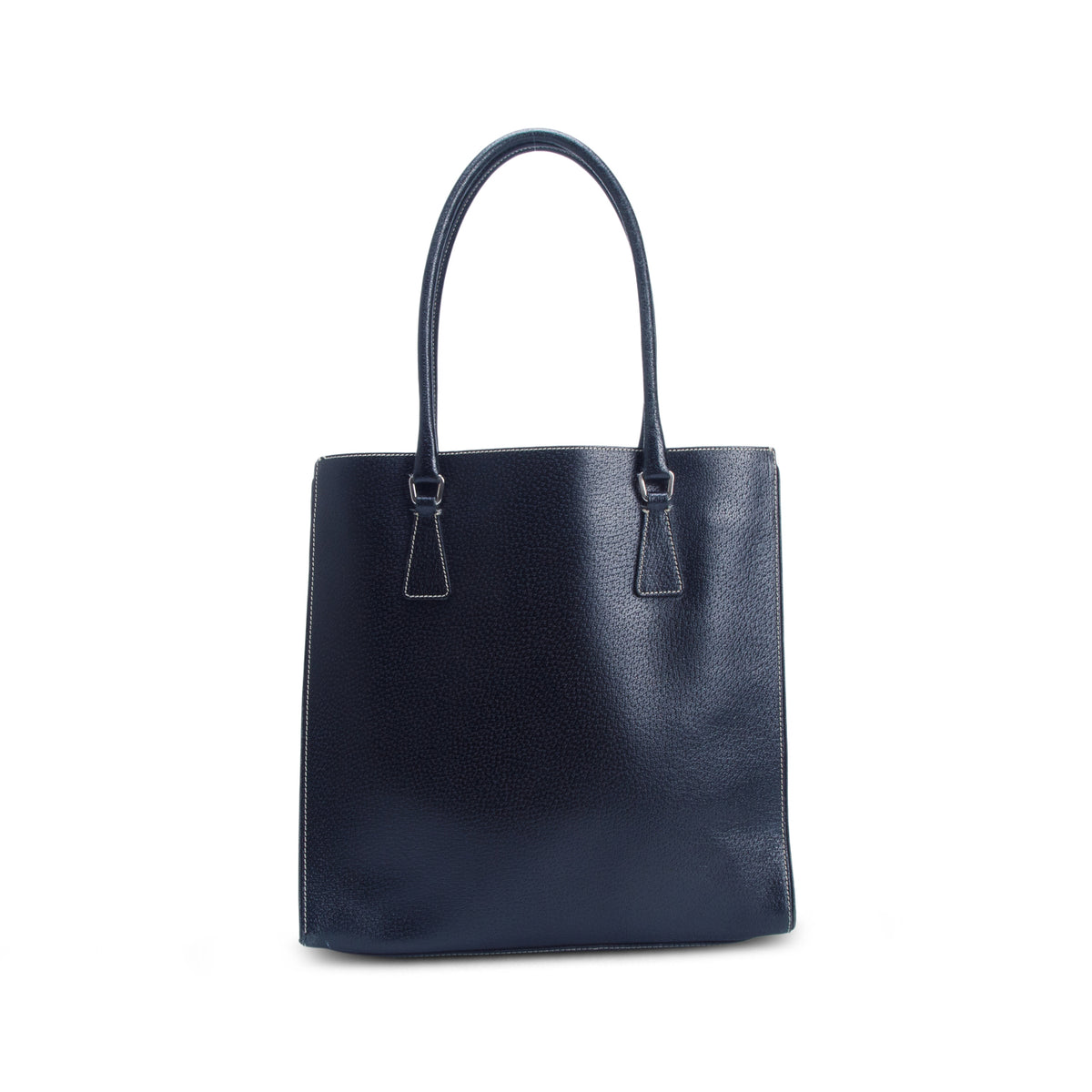 Prada Black Cinghiale Leather Triangle Tote