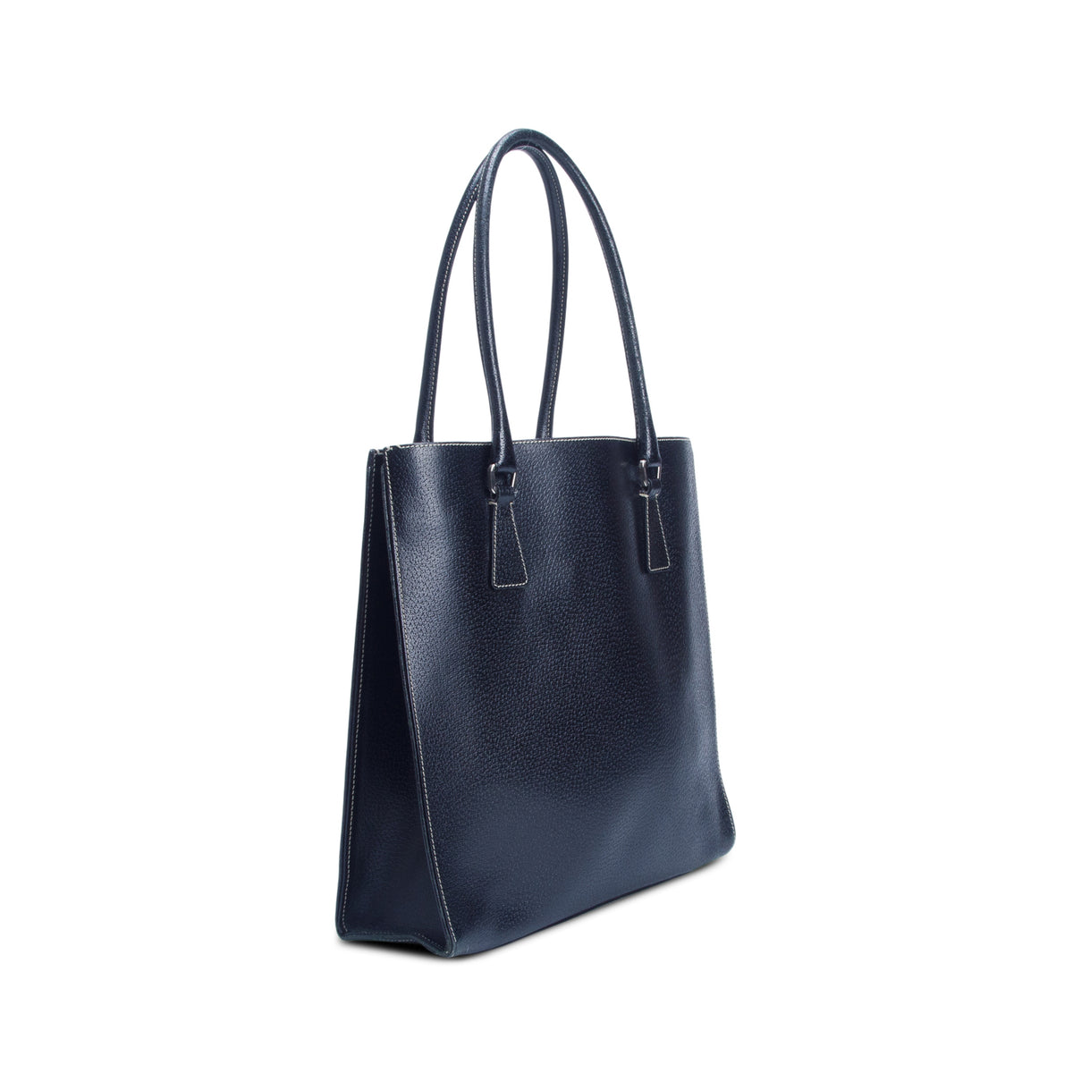 Prada Black Cinghiale Leather Triangle Tote