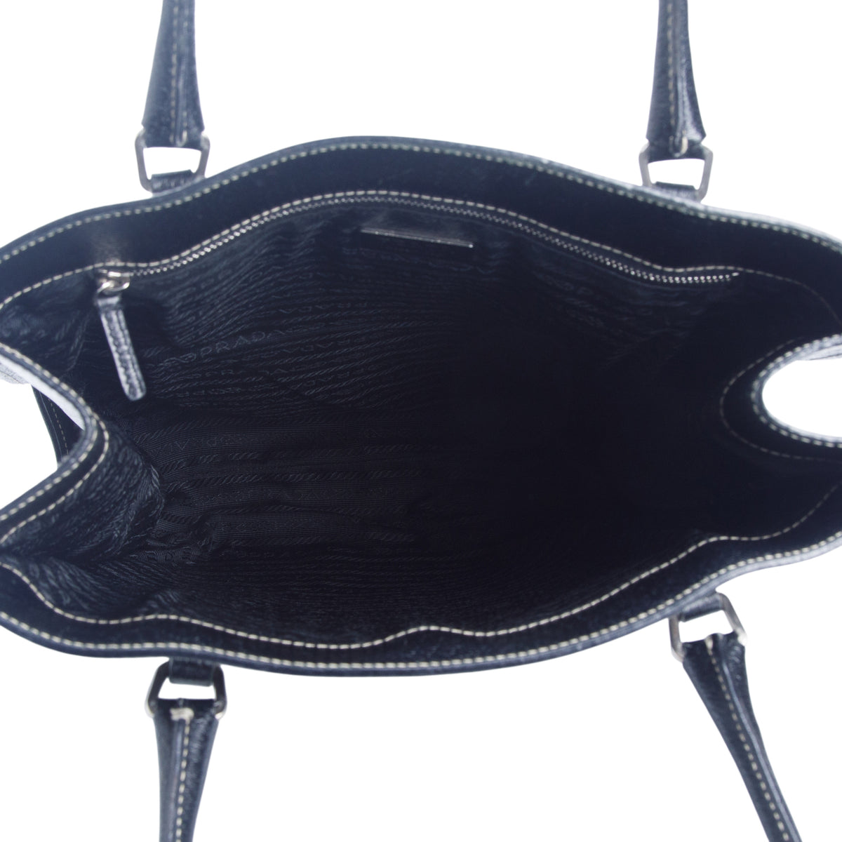 Prada Black Cinghiale Leather Triangle Tote