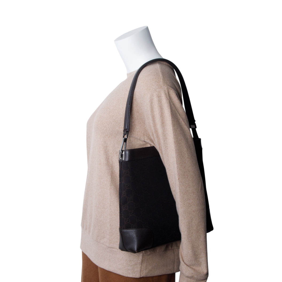 Gucci Black GG Monogram Canvas Shoulder Bag